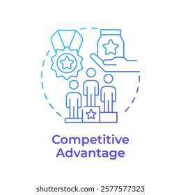 Competitive advantage blue gradient concept icon. Produce better goods and services. Business marketing strategy. Round shape line illustration. Abstract idea. Graphic design. Easy to use in article