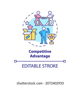 Competitive advantage concept icon. Leadership in production. Leading company. Business model abstract idea thin line illustration. Vector isolated outline color drawing. Editable stroke