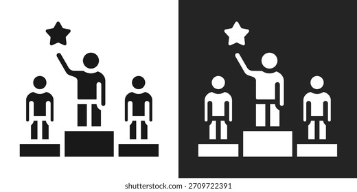 Icono de la ventaja competitiva en estilo blanco y negro del glifo