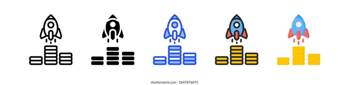 Colección competitiva del icono de la ventaja con los estilos múltiples