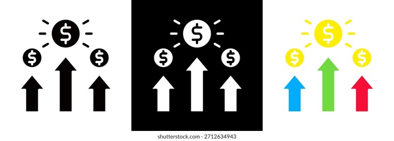 Vantagem competitiva Ícone definir Glifo vetor Ilustração