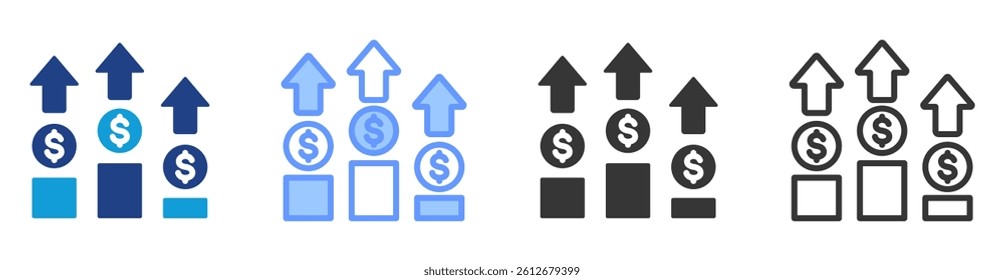 Competitive advantage icon set multiple style collection