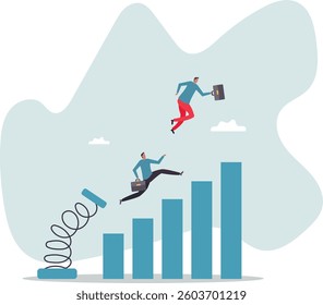 Competitive advantage or innovation to outsmart and overtake business winning, strategy or smart way to win business or career growth .character for design.