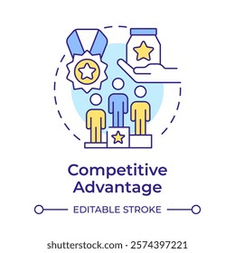 Competitive advantage multi color concept icon. Produce better goods and services. Business marketing strategy. Round shape line illustration. Abstract idea. Graphic design. Easy to use in article