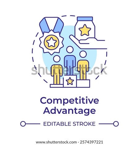 Competitive advantage multi color concept icon. Produce better goods and services. Business marketing strategy. Round shape line illustration. Abstract idea. Graphic design. Easy to use in article