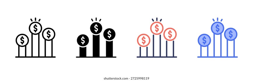Ventaja competitiva Multi Style Icon Set