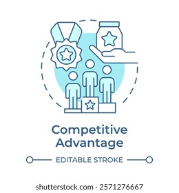 Competitive advantage soft blue concept icon. Produce better goods and services. Business marketing strategy. Round shape line illustration. Abstract idea. Graphic design. Easy to use in article