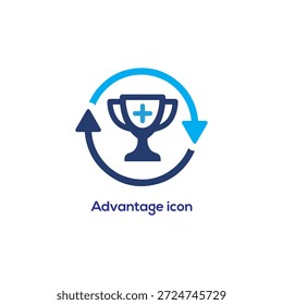 Wettbewerbsvorteil Trophäe Symbol Logo Design für Geschäftserfolg, strategischer Nutzen, Marktvorteil, kontinuierliche Verbesserung, Leadership Winning Symbol

