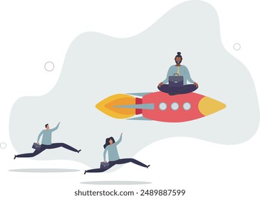 Competitive advantage to win business competition, innovation or creativity for winning strategy and success concept.flat design.illustration with people.