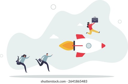 Competitive advantage to win business competition, innovation or creativity for winning strategy and success concept. character life .