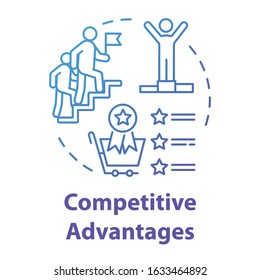 Competitive advantages concept icon. Success in work. Corporate leadership. Ambition and success. Business strategy idea thin line illustration. Vector isolated outline RGB color drawing