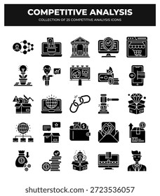 Competitive Analysis. 25 Essential Business Icons for Strategy
