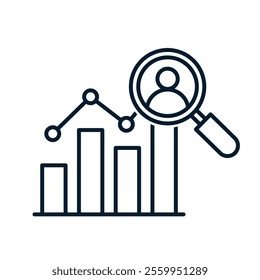 Competitive analysis concept. Vector linear icon isolated on white background.