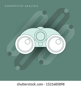 Competitive analysis - Data analysis - Market competition - Business strategy. Concept of line icon with green theme