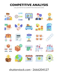 Iconos de análisis competitivo. 25 Gráficos esenciales de estrategia empresarial