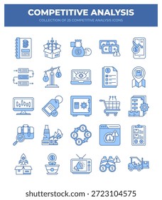 Competitive Analysis Icons. 25 Essential Business Strategy Icons