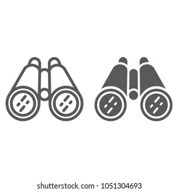 Competitive analysis line and glyph icon, development and business, binocular sign vector graphics, a linear pattern on a white background, eps 10.