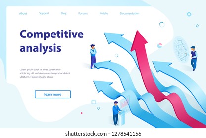 Competitive Analysis Service Isometric Vector Web Banner or Landing Page Template. Business Strategy Planning, Competition on Market, Financial, Statistics Data Analyzing, Business Digital Technology - Shutterstock ID 1278541156