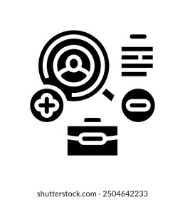 wettbewerbliche Analyse technischer Vertriebsingenieur Glyphe Ikone Vektor. wettbewerbliche Analyse technischer Vertriebsingenieur Zeichen. einzelne Symbolgrafik