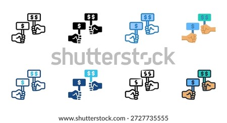 Competitive Bidding icons set multiple style collection. Editable stroke 
