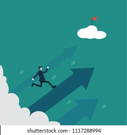 Competitive businessman highly effective finds Path to the goal.Business concept vector illustration