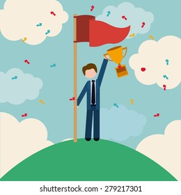 Competitive design over landscape background, vector illustration