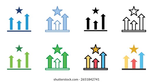 Competitive Edge Icons Set Vector Multiple Style Collection