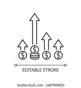 Competitive edge pixel perfect linear icon. Market leadership, advantage, business success. Thin line customizable illustration. Contour symbol. Vector isolated outline drawing. Editable stroke