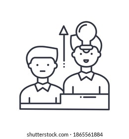 Icono de empleados competitivos, ilustración lineal aislada, vector de línea delgada, signo de diseño web, símbolo de concepto de contorno con trazo editable sobre fondo blanco.