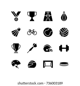 Competitive games, medal and sports icon set