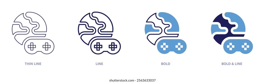 Competitive gaming icon in 4 different styles. Thin Line, Line, Bold, and Bold Line. Duotone style. Editable stroke.