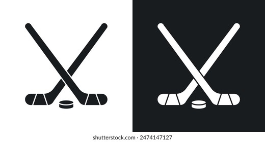 Juego de palos de hockey competitivos. Icono de Palos de Hockey sobre Hielo Cruzados.