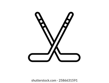 Competitive Hockey Sticks Set. Icon for Crossed Ice Hockey Sticks.