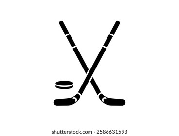 Competitive Hockey Sticks Set. Icon for Crossed Ice Hockey Sticks.