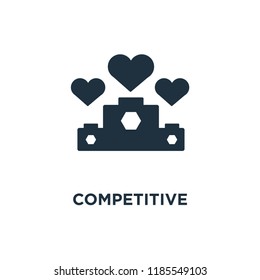 Competitive icon. Black filled vector illustration. Competitive symbol on white background. Can be used in web and mobile.