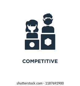 Competitive icon. Black filled vector illustration. Competitive symbol on white background. Can be used in web and mobile.