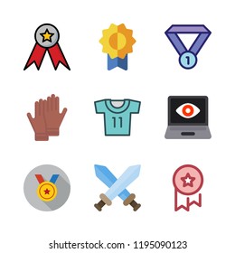 competitive icon set. vector set about gloves, game, gaming and soccer jersey icons set.