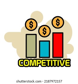 competitive icon. competitive sticker design in flat color.