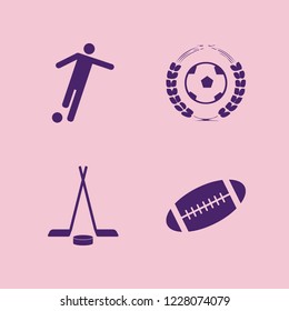 competitive icon. competitive vector icons set hockey, football game, football player and rugby ball