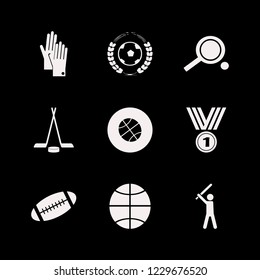competitive icon. competitive vector icons set baseball player, basketball ball, hockey and rugby ball