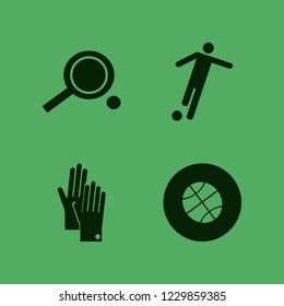 competitive icon. competitive vector icons set gloves, ping pong, football player and basketball ball