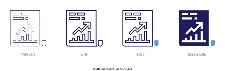 Competitive insights icon in 4 different styles. Thin Line, Line, Bold, and Bold Line. Duotone style. Editable stroke.