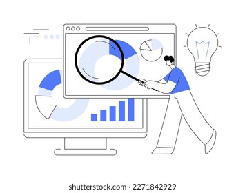 Ilustración vectorial de concepto abstracto de inteligencia competitiva. Inteligencia empresarial, análisis de información, estrategia de investigación de mercado, software de análisis, metáfora abstracta del entorno competitivo.