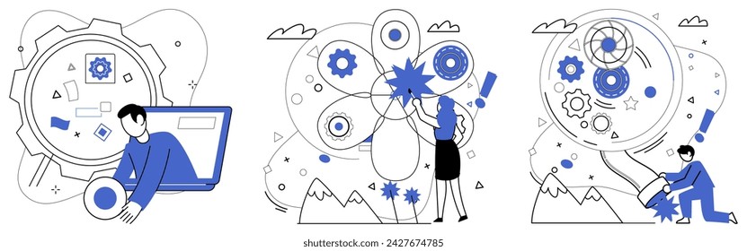 Competitive intelligence vector illustration. Competitive creativity is beacon lighting way for organizations navigating competitive landscape Innovation is compass guiding ship business