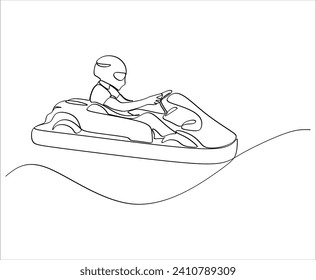 Konkurrenzfähige Person, die Spaß auf der Go-Kart-Strecke hat. Fahren Sie mit der Kart-Bahn und dem Fahrer für den Autosport, um Spaß in der Stadt zu haben.