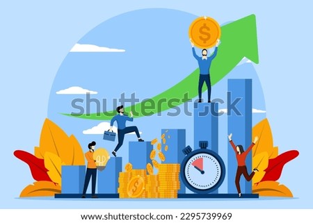 Competitive processes in business. Business people run to their goal, rushing every step. Ways to achieve goals, increase motivation. Employees win. Company competition. flat vector illustration.