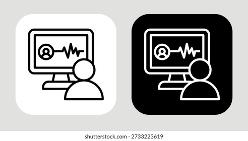 Icono de pulso competitivo en estilo de línea blanco y negro