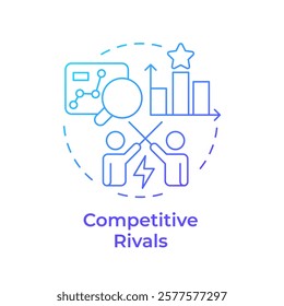 Competitive rivals blue gradient concept icon. Intensity of competition within industry. Porter 5 forces. Round shape line illustration. Abstract idea. Graphic design. Easy to use in brochure