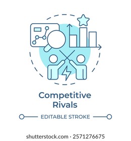 Competitive rivals soft blue concept icon. Intensity of competition within industry. Porter 5 forces. Round shape line illustration. Abstract idea. Graphic design. Easy to use in brochure