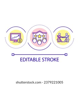 Competitive spirit loop concept icon. Boost performance. Increase motivation. Grow company success abstract idea thin line illustration. Isolated outline drawing. Editable stroke. Arial font used